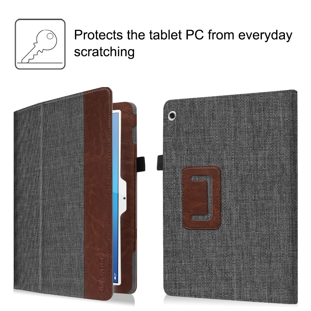 Fintie Hülle Für Huawei MediaPad M3 Lite 10 - Stoff-Folio Mit Stifthalter & Aufsteller, Dunkelgrau