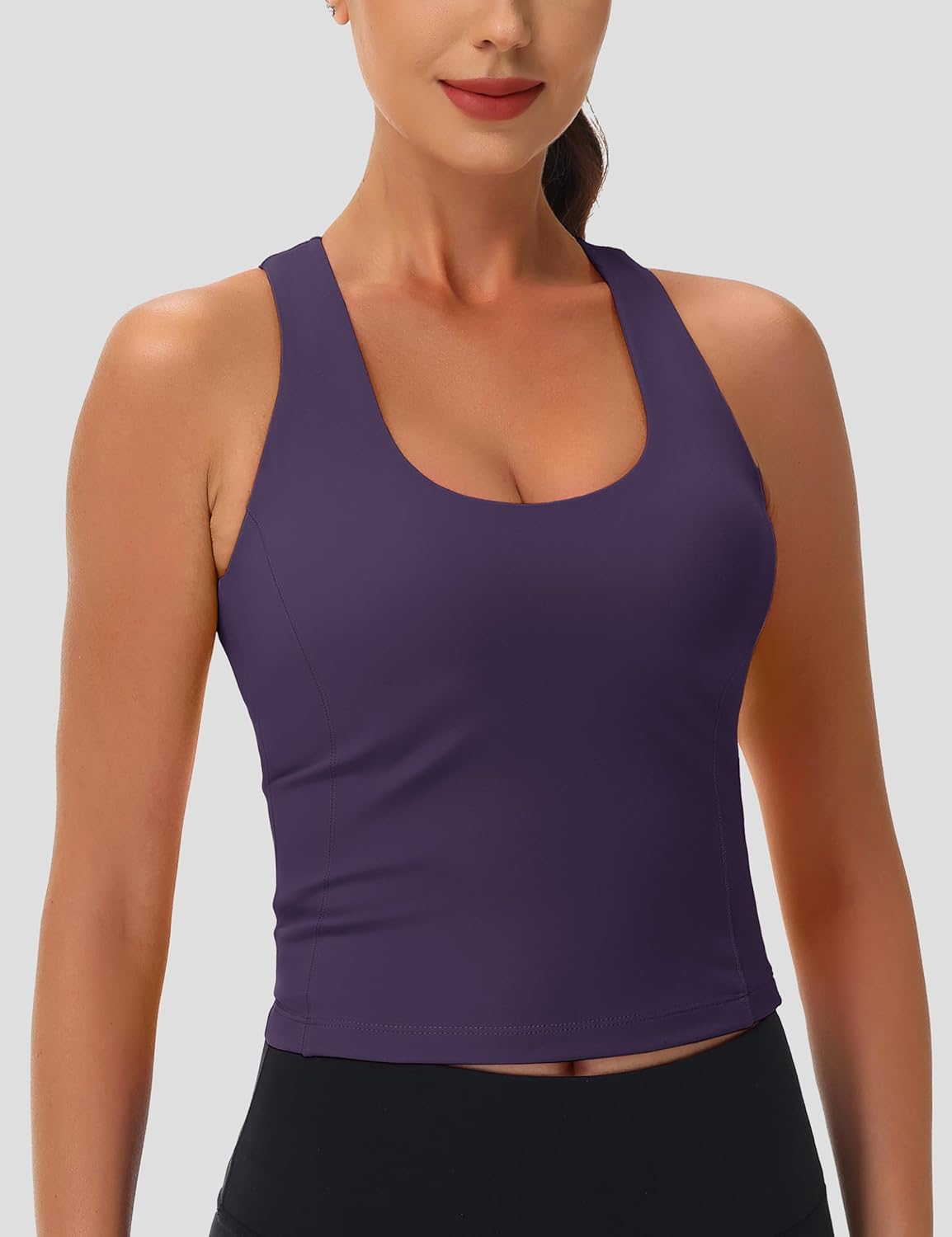 MAGCOMSEN Women's Workout Tank Tops with Built in Bra Athletic Racerback Support Tanks Padded Fitted Yoga Crop Gym Activewear - Image 3