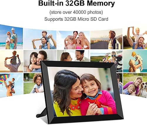 Miniatura 4 de FRAMEO Marco de fotos digital, marco de fotos digital WiFi de 10.1 pulgadas con pantalla táctil IPS HD de 1280 x 800, almacenamiento de 32 GB de