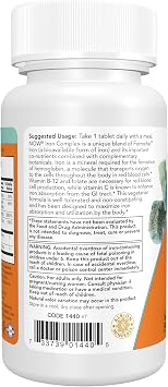 NOW Supplements, Iron Complex, Non-Constipating*, 100 Tabs