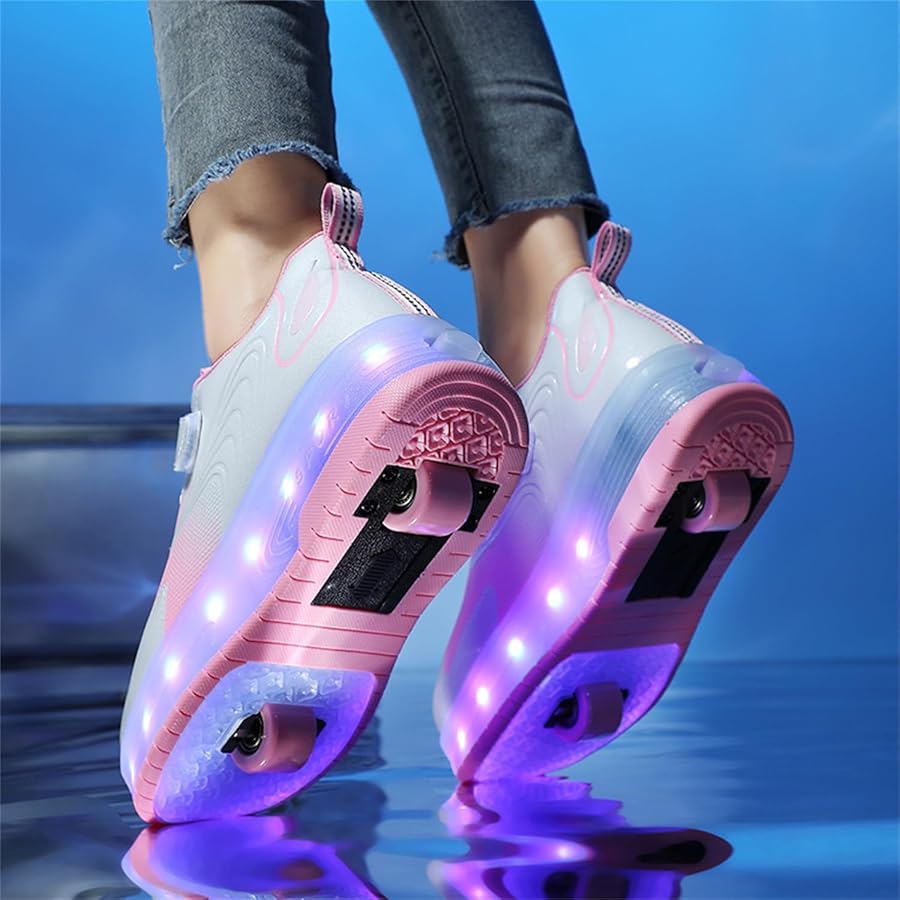 Scarpe Con Rotelle LED Per Bambini - Sneaker Con Luci Lampeggianti E Rotelle Retrattili - Foto 8