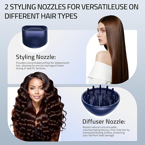 Miniatura 6 de CONFU Secador de pelo plegable portátil de 1500 W con difusor  Ligero y de secado rápido para cabello rizado  Mini secador de pelo de viaje con