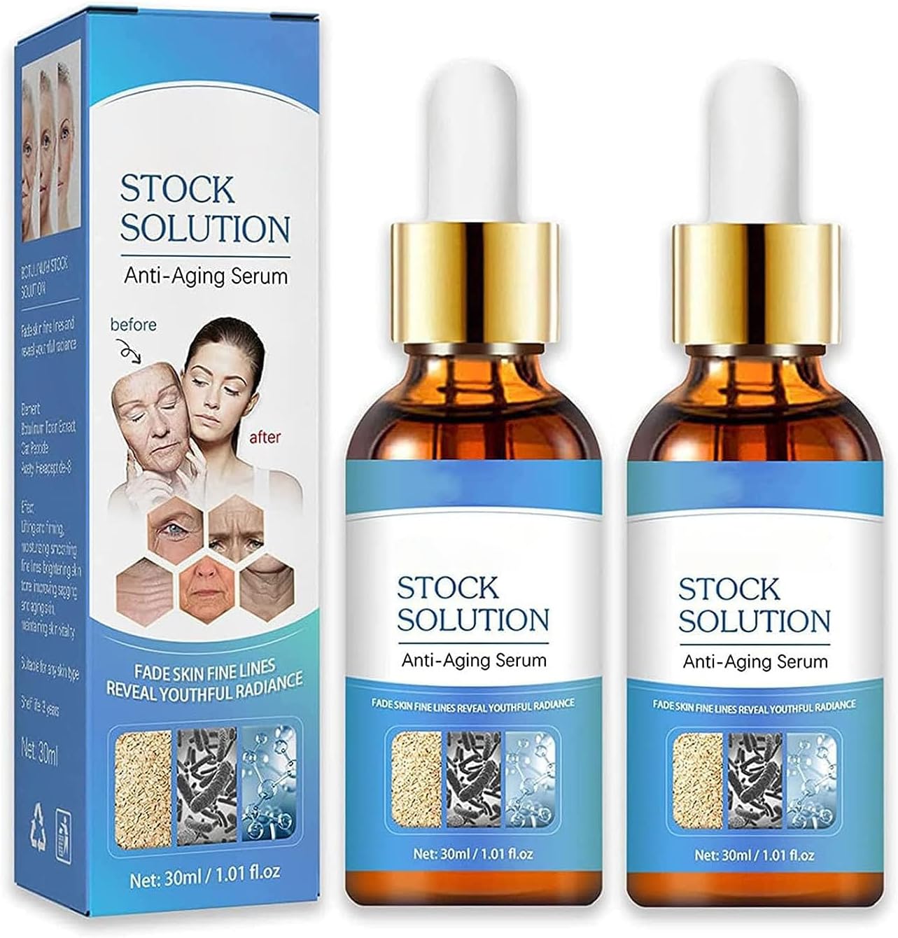 2 Pcs Botox Stock Solution Facial Serum, Botox Stock Solution Anti-aging Serum, Anti aging Collagen Face Serum, Reduce Fine Lines, Wrinkles, Boost Skin Collagen, Hydrate & Plump