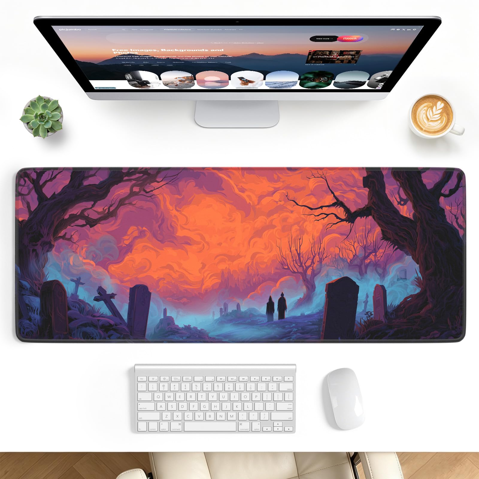 Stanploe Gaming Mouse Pad, Extended Desk Mat, Stitched Edges, Non-Slip Base