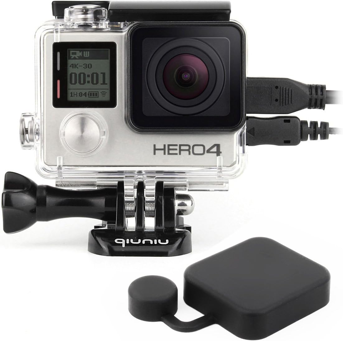 Side Open Protective Skeleton Housing Case with LCD Touch Backdoor for GoPro Hero 4, GoPro Hero 3, and GoPro Hero 3+ - Transparent Clear