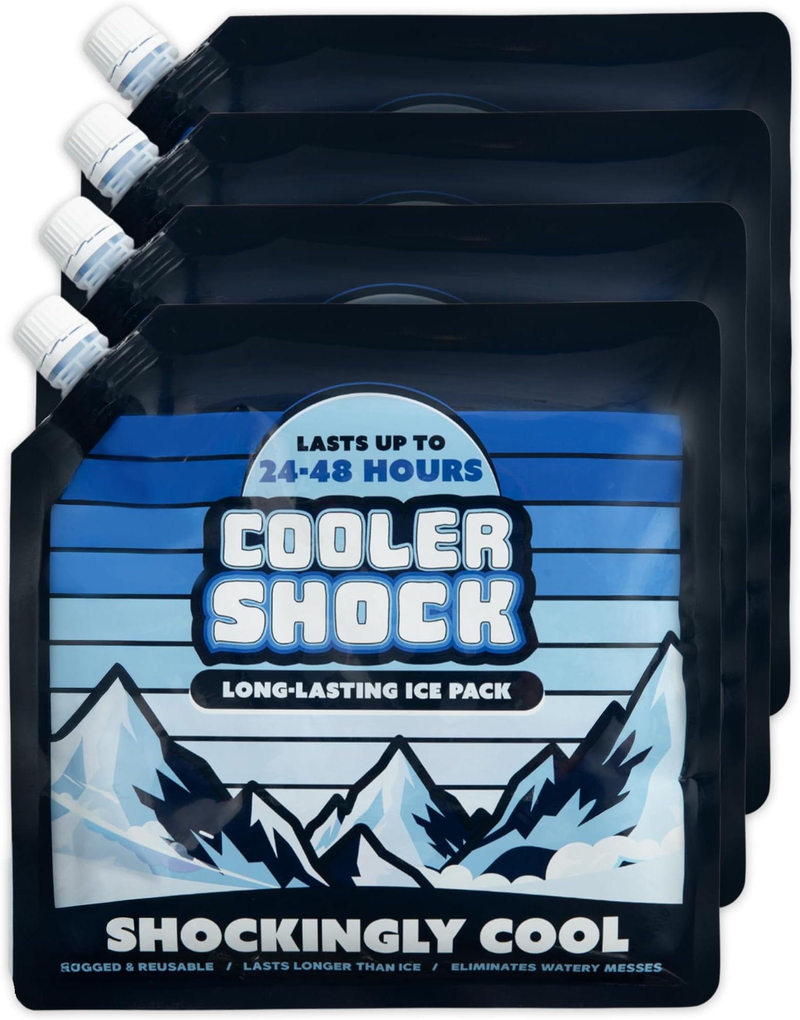4 Mid-Size Cooler Freeze Packs 10" x 10” The Coldest Pack at 18 Degrees F. No More Ice! Reusable. You Add Water & Save! - C.S. Brand Packs Have Over 4,000 Reviews Averaging 4.6 Stars - Safe USA Made