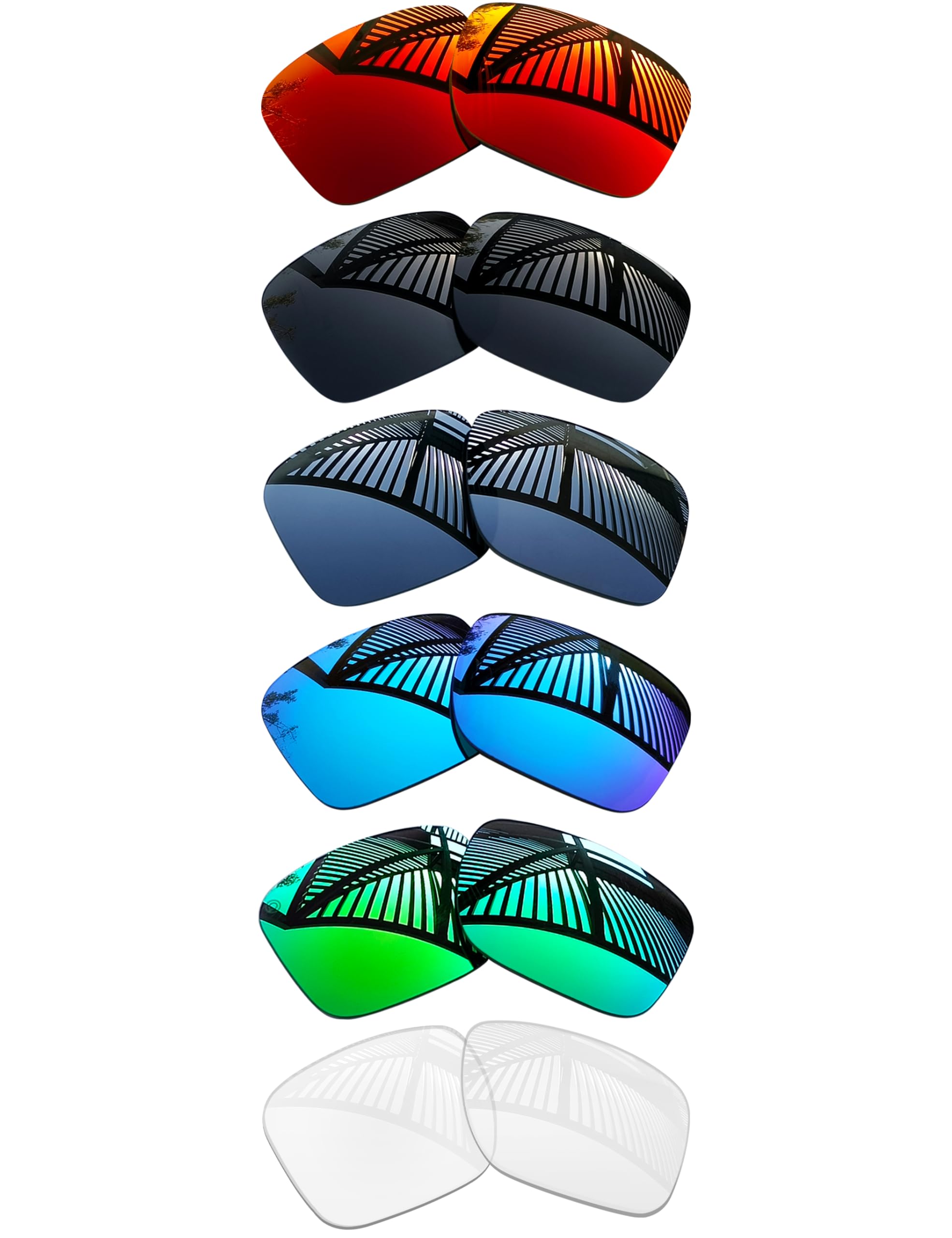 MYCOURAG 6 Pairs Replacement Lenses for Oakley Holbrook OO9102 / Holbrook Asian Fit (AF) OO9244 Sunglasses - Solid Black+Emerald+Ice Blue+Fire Red+