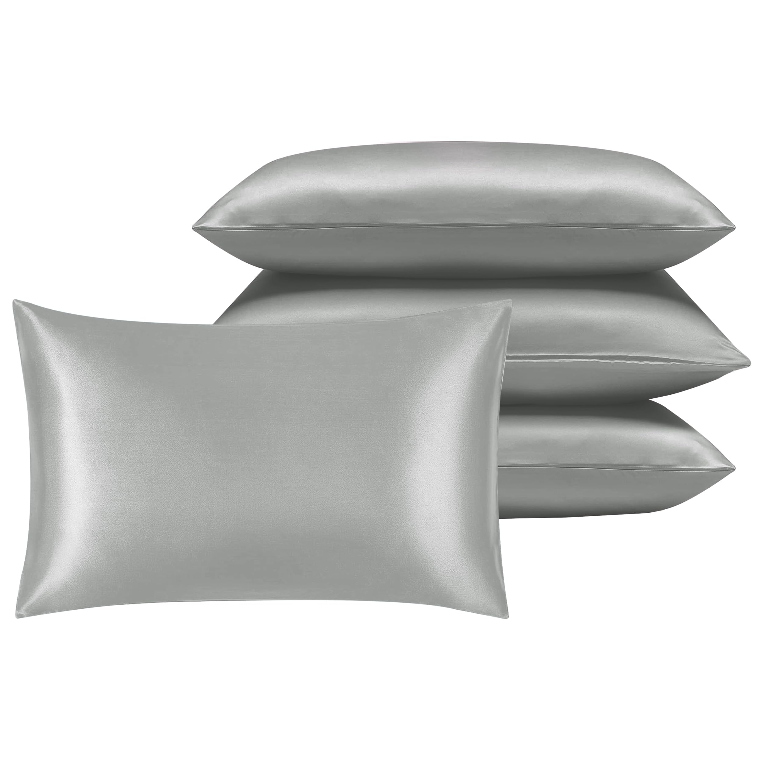 Ir Imperial Rooms Women's Silver Imperial Rooms Satin Pillowcase 4 Pack – Satin Silk Pillowcases For Hair And Skin, Gifts For – Pillow Cases With Envelope Closure (50X75 Cm)