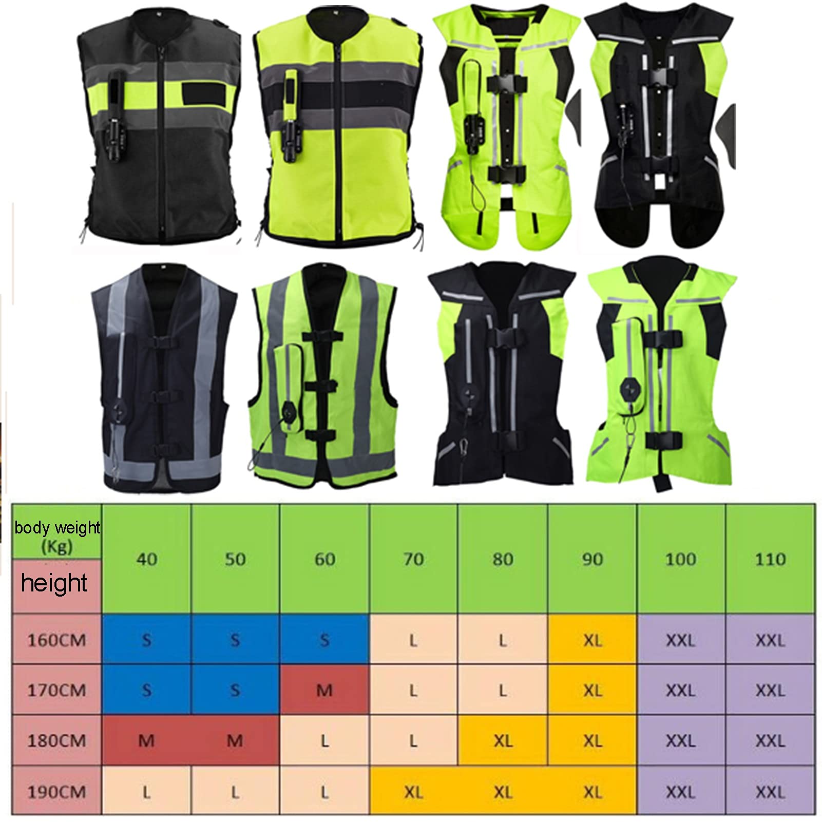 Gilet Airbag Protettivo Riflettente Gilet Anticaduta Moto Motorcycle Tessuto in Tela 600D, Resistente all'Usura E Traspirante Lavabile (Nessuna Bombola di Gas CO2) Gilet airbag Moto