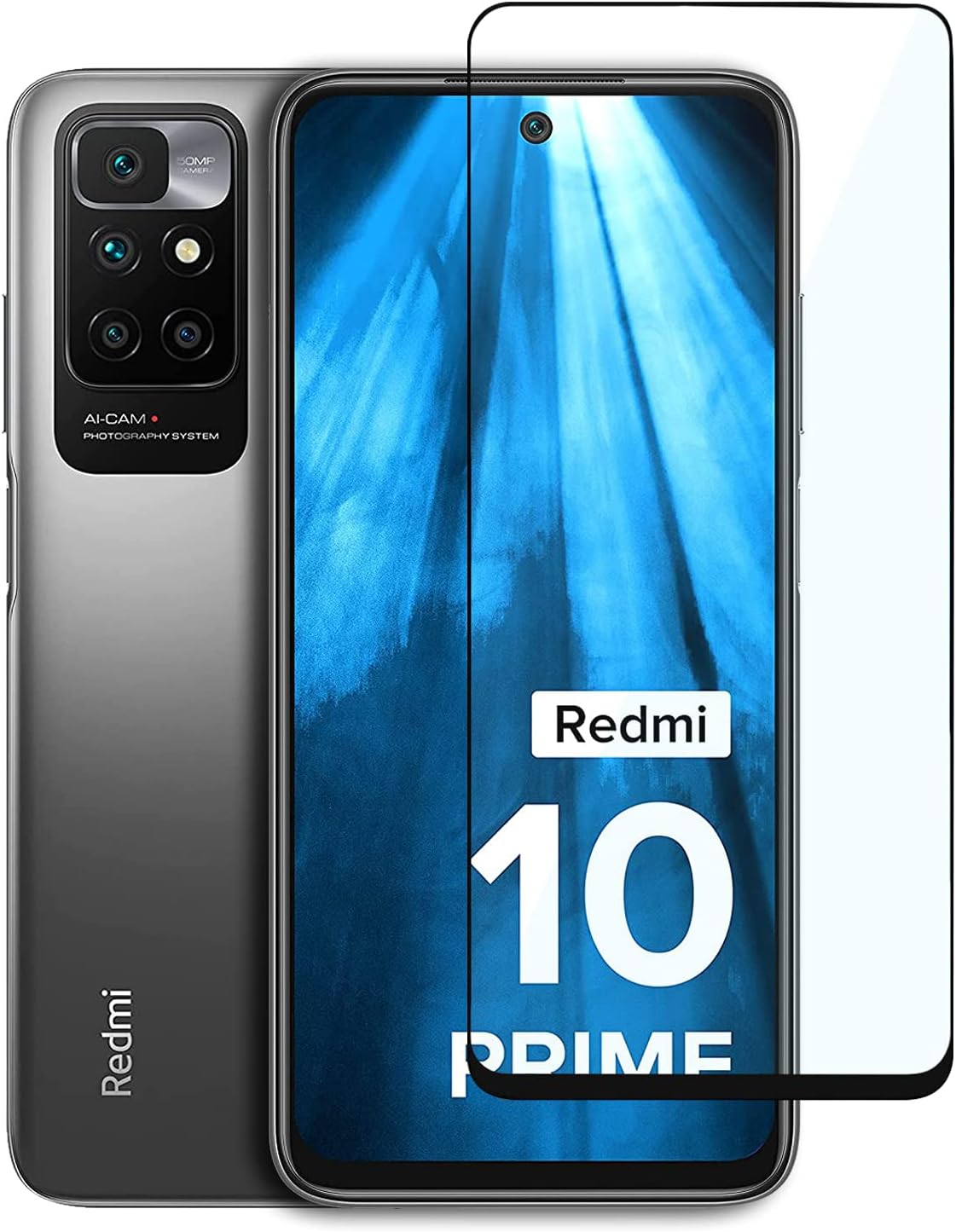 CEDO Redmi 10 Prime Tempered Glass | Screen Protector Full Glue Coverage Edge to Edge Tempered Glass for Xiaomi Redmi 10 Prime (Black)