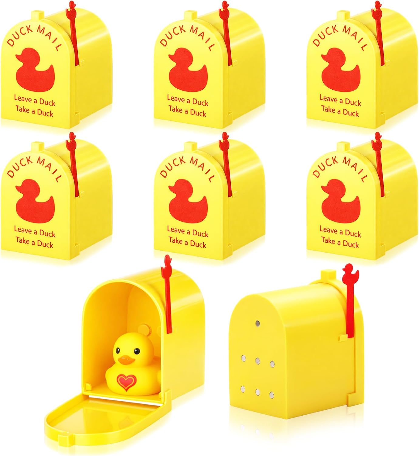 3 Pcs 3D Printed Magnetic Cruising Ducks Mailbox Wall Mounted Mini Box for Cruise Door Refrigerator Travel Gift Take One Leave One Hiding Game (Pink,Yellow,Blue)