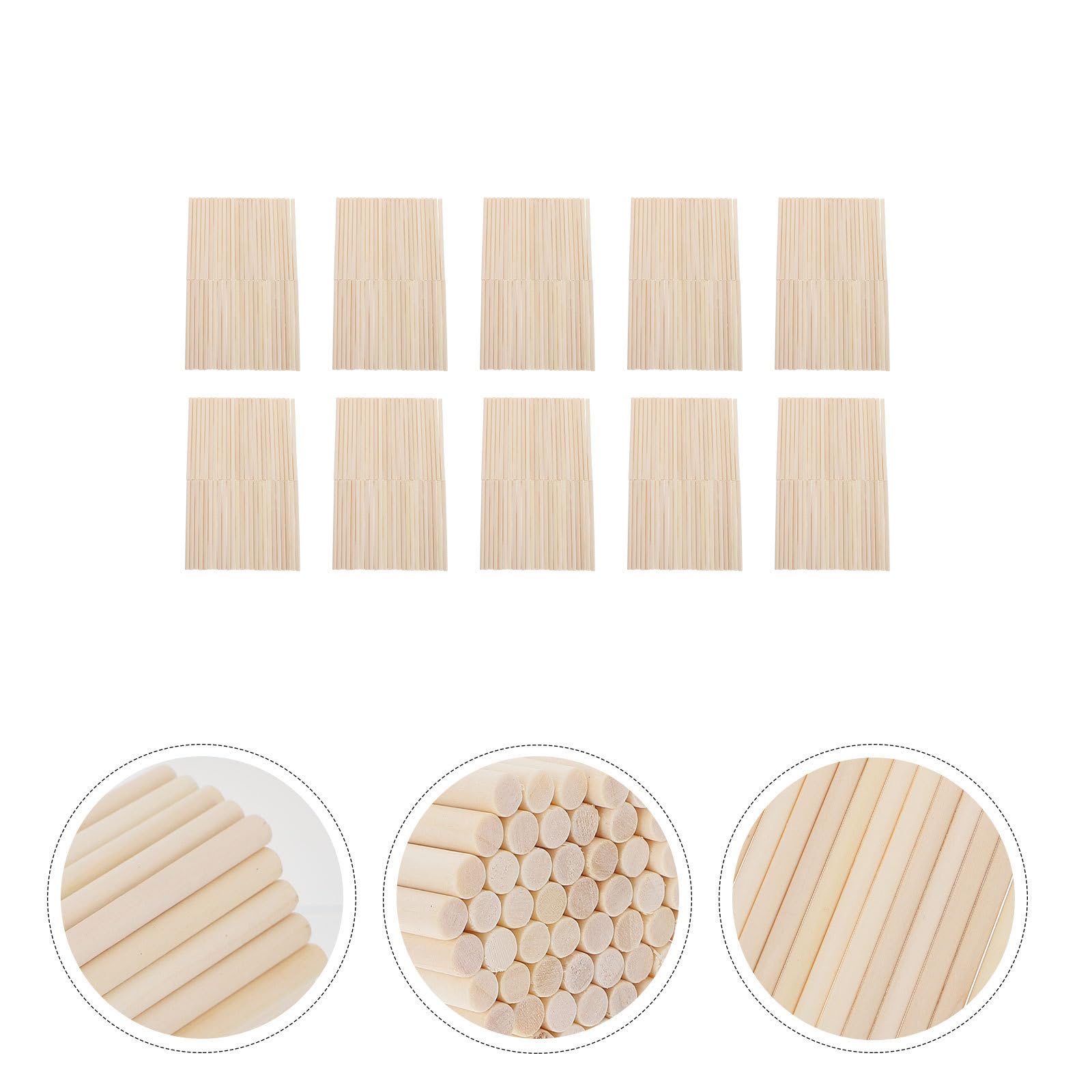 Palitos de Helado de Madera Beige 500 Piezas para Bricolaje | Varillas Redondas, Acabado Liso y Agarre Cómodo, Uso en Modelado y Juguetes de Madera