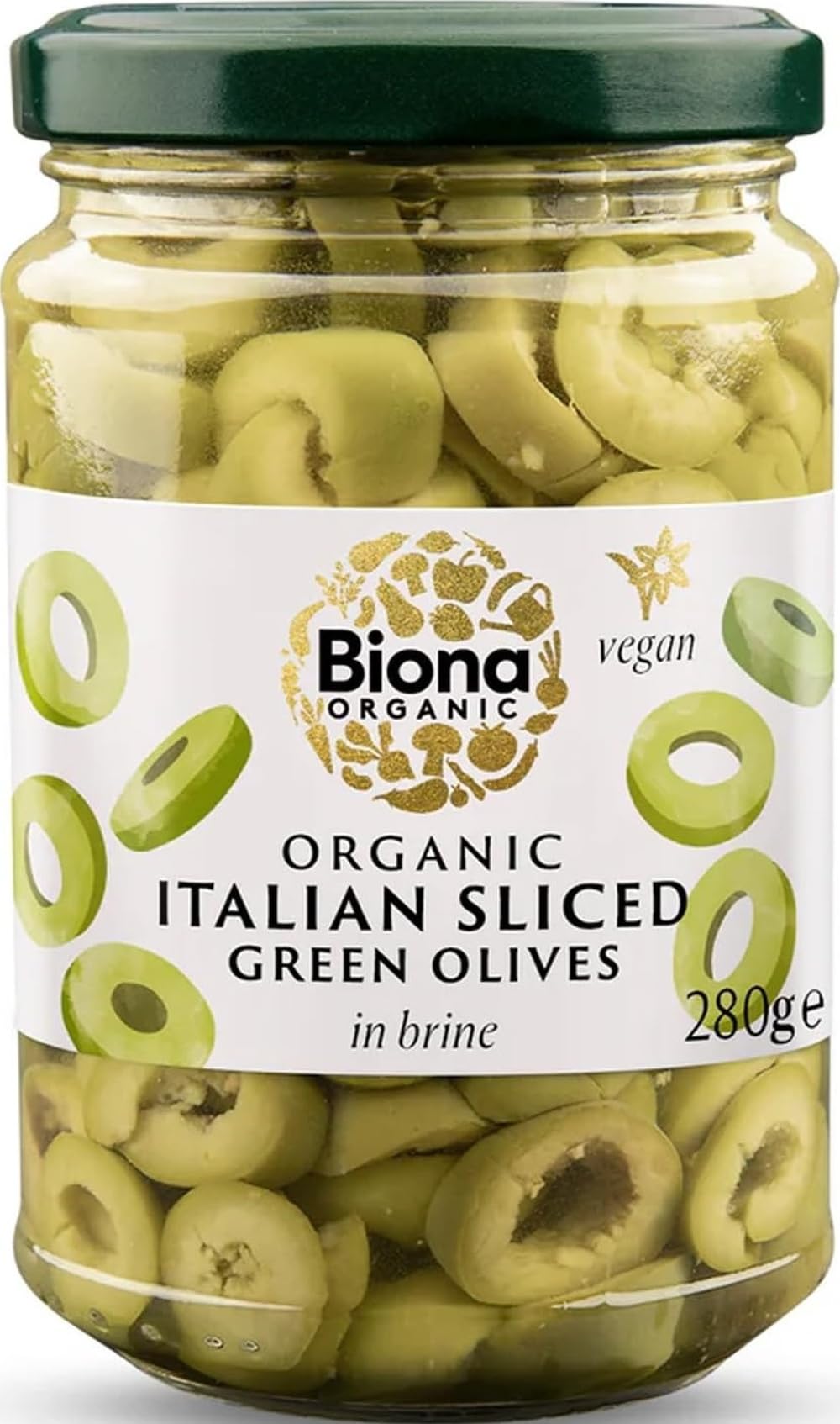Biona Italian Sliced Green Olives in Brine Organic