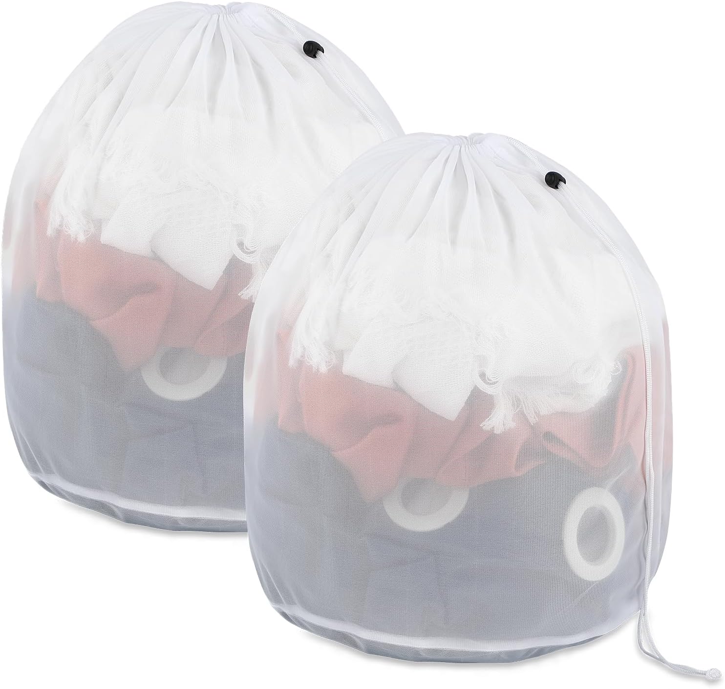 WLLHYF Pack of 2 Large Mesh Laundry Bags with Drawstring Laundry Basket