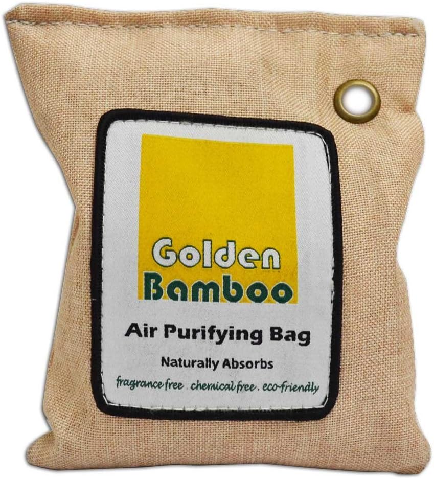 Golden Bamboo, Activated Charcoal 200g- Air Purifying Bag/Odor Eliminating Drying Bag (Light Brown)