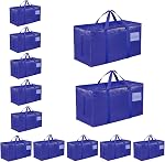 6 Pack-Extra Large Heavy Duty Moving Bags - Waterproof Storage Totes with Handles & Zippers, Foldable for College Dorm, Storage (Clear)