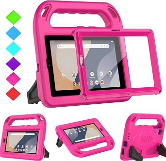BMOUO Kids Case for Onn 7 Inch Tablet 2024 Model100135924, with Screen Protector, Shockproof Handle Stand Protective Case for Walmart Onn 7" Tablet Gen 4, 2024, Rose