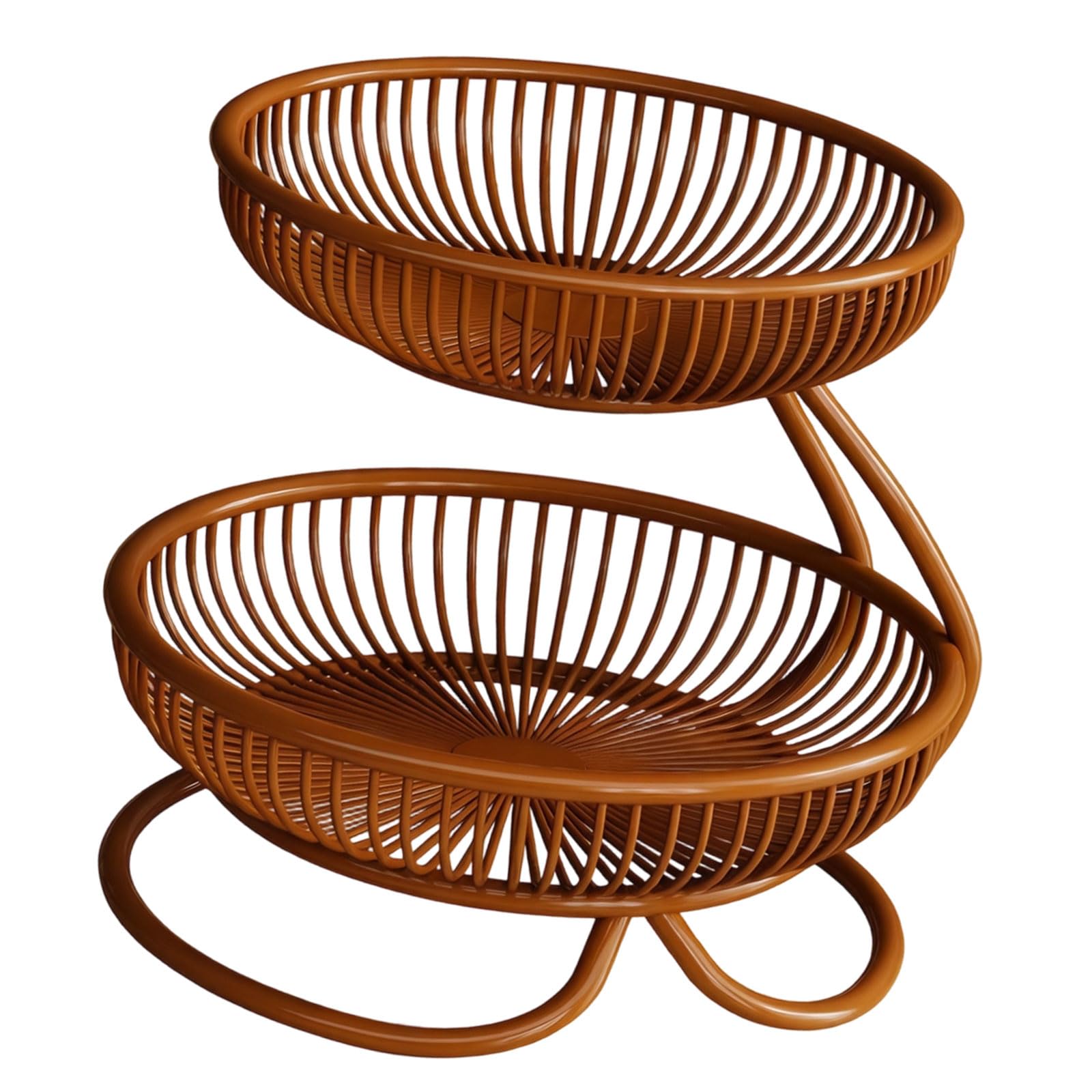 JAMIEKA Double Layer Fruit Basket Organiser Strong Iron Storage Shelf with Open Grid Design Suitable for Kitchen Countertops