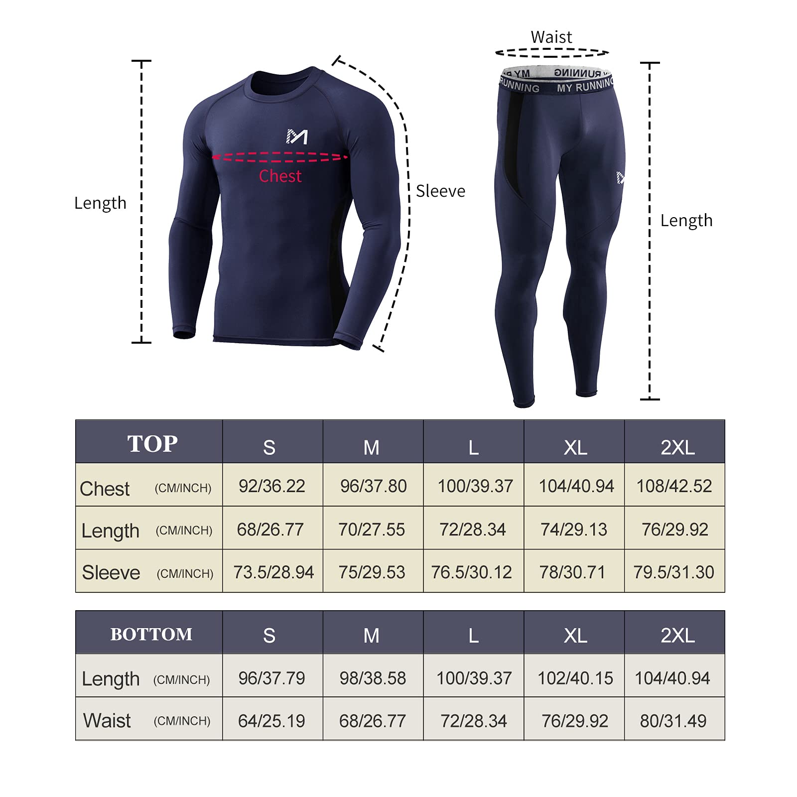 MEETYOO Men's Thermal Underwear Set Sport Long Johns Base Layer Couche de Base Homme