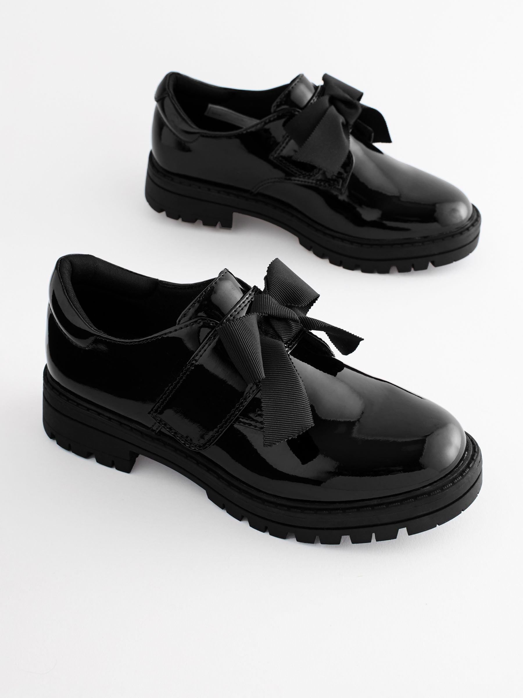 NEXT Fille Chaussures d'école à Semelle épaisse avec Bride et nœud