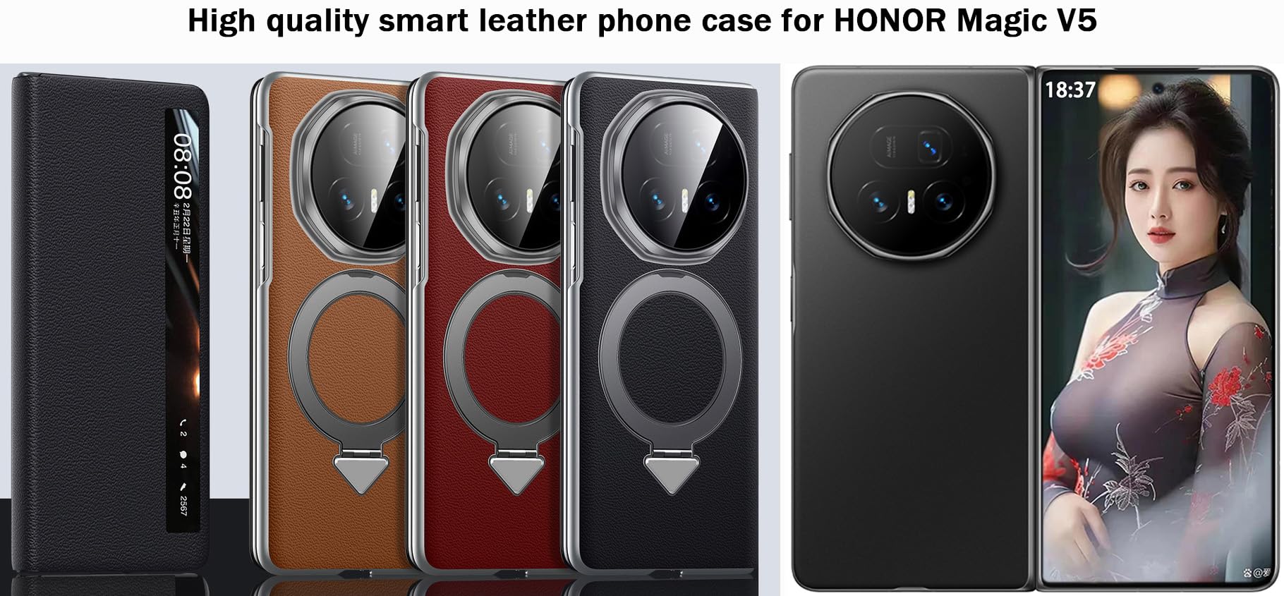 Custodia Intelligente in Pelle per HONOR Magic V5. Chiusura Magnetica. Cover/Shell per Magic V 5