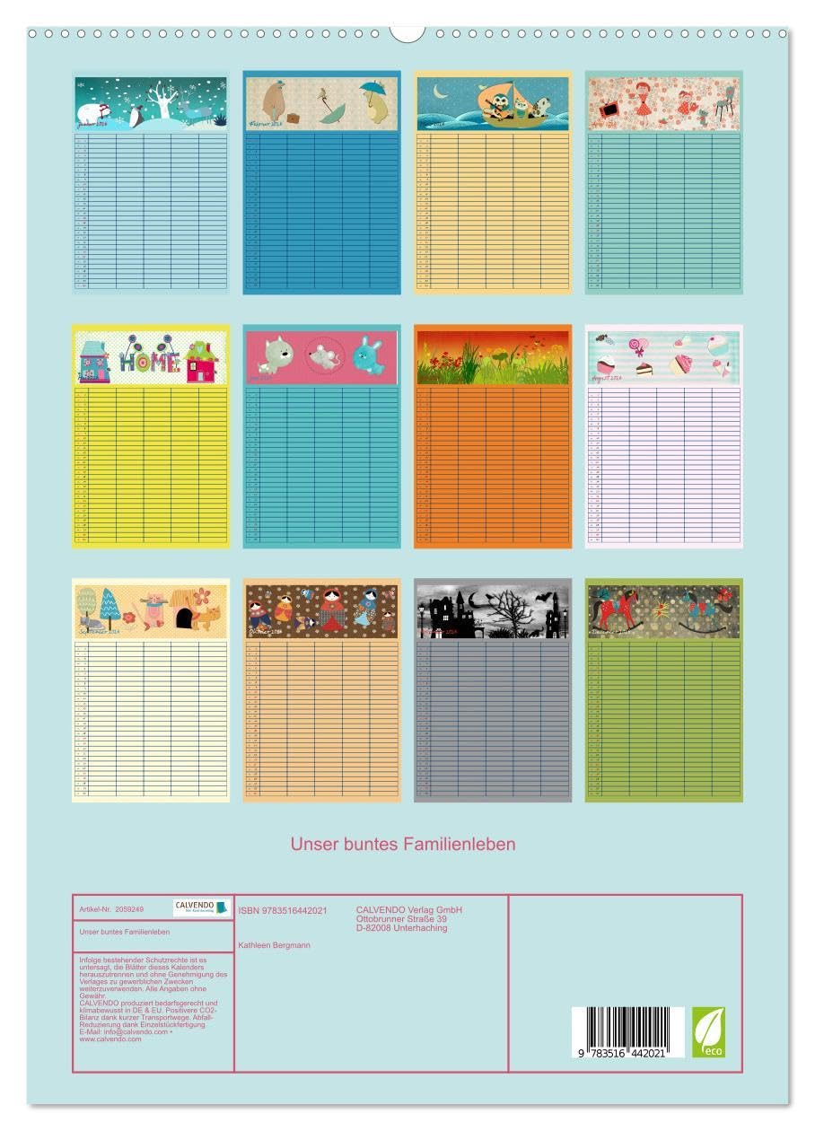 Unser buntes Familienleben (hochwertiger Premium Wandkalender 2026 DIN A2 hoch), Kunstdruck in Hochglanz: Der farbenfroh und heiter illustrierte Monatsplaner für die ganze Familie (CALVENDO Spass)