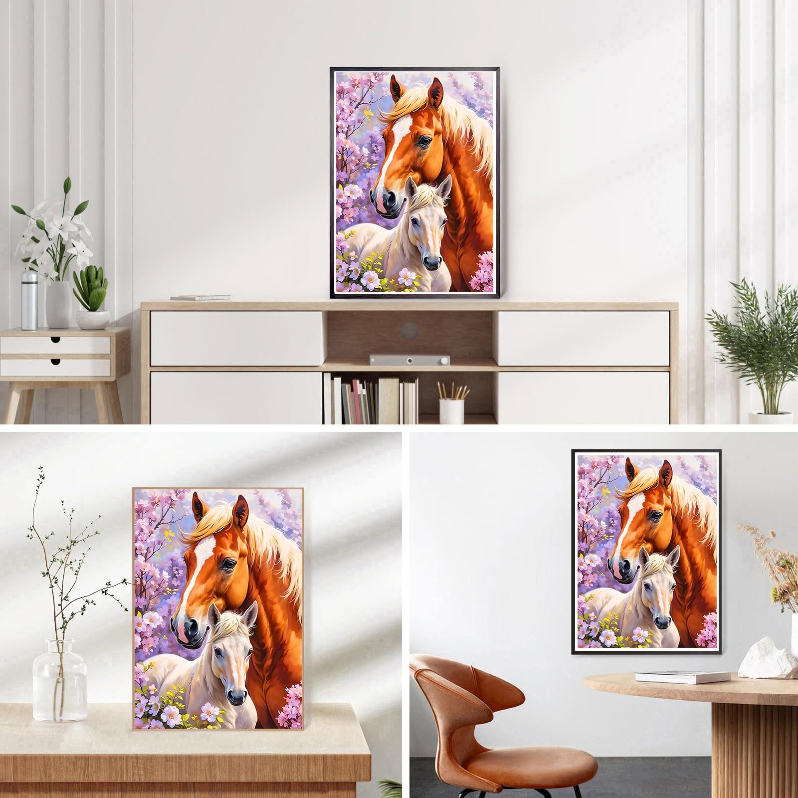 DPHERO Couple Horse Diamond Painting Kits for Beginners Adults,5D DIY Lovers Diamond Art Kits,Round Full Drill Horse Gem Art Crafts,DIY Flowers Painting by Numbers for Home Wall Decor 12x16 inch - Image 3