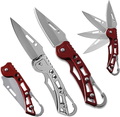 Paquete de 2 cuchillos de bolsillo y cuchillos plegables, cuchillo táctico, hoja súper afilada de solo 2.2 pulgadas, bueno para acampar