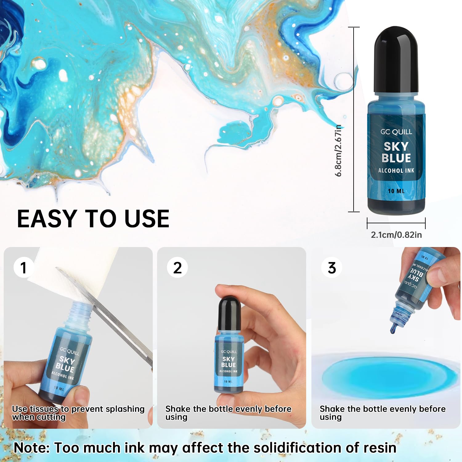Vernice per Resina Epossidica - 43 Colori Vivaci (12 Metallizzati, 7 Fluorescenti, 24 Normali) - 45 flaconi di Pigmenti Liquidi per epoxy Resin, Gesso GC-AK45