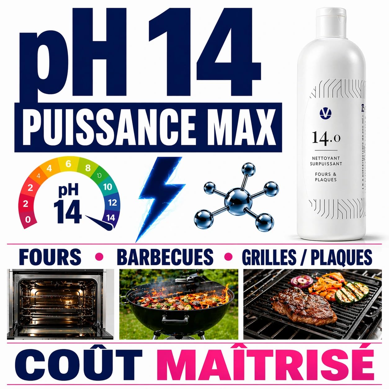 N°14.0 Four Barbecue Concentré – Graisses Cuites 10 Décapages Plancha | 1,69€/décapage, 1 à 2 ans d'utilisation, sans CMR ni perturbateurs endocriniens, sain pour animaux, fabriqué en France