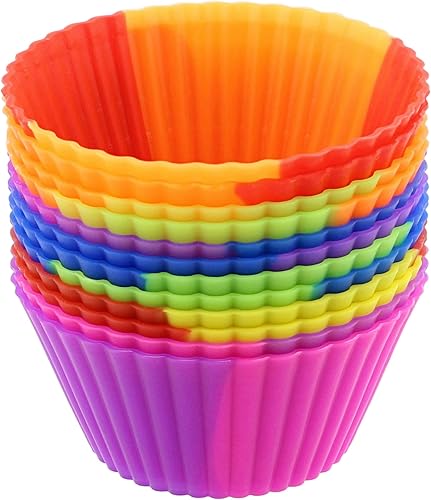7Penn Moldes de silicona para hornear cupcakes, moldes reutilizables para moldes para lata de tamaño estándar, colores arcoíris de teñido anudado, disponible en Yaxa Costa Rica