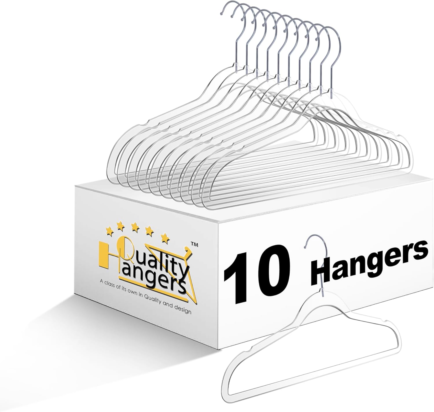 Quality Hangers 14” Clear Plastic Kids Hangers 240-Pack | Durable & Stylish Acrylic Hangers for Petite Adults with 360 Degree Swivel Hook and Notches | Cloths Children Hangers (240, Clear, Chrome)