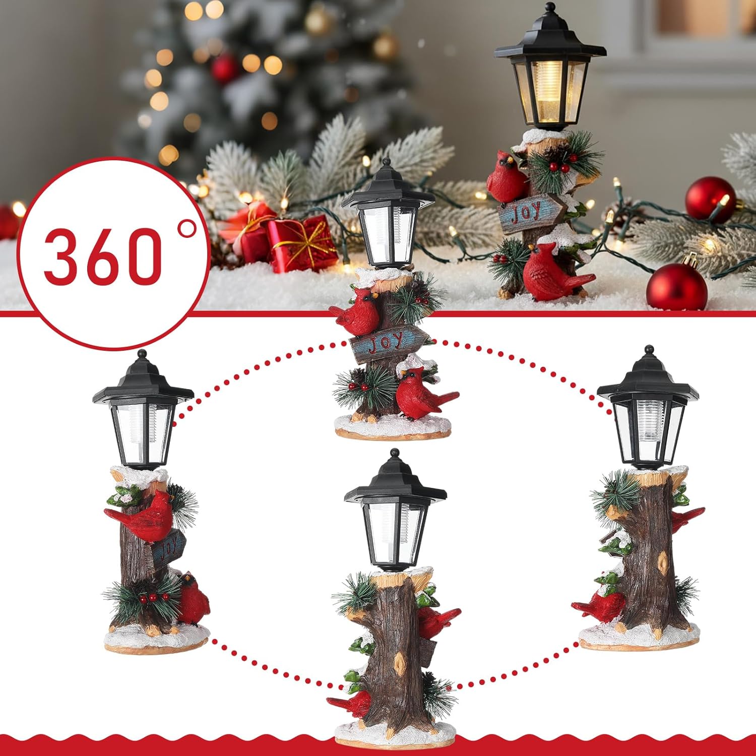 Roowest Solar Cardinal Joy Outdoor Statues Lighted Christmas Garden Decorations Unique Gifts for Women Mom Grandma Yard Lawn Porch Patio Balcony Decor