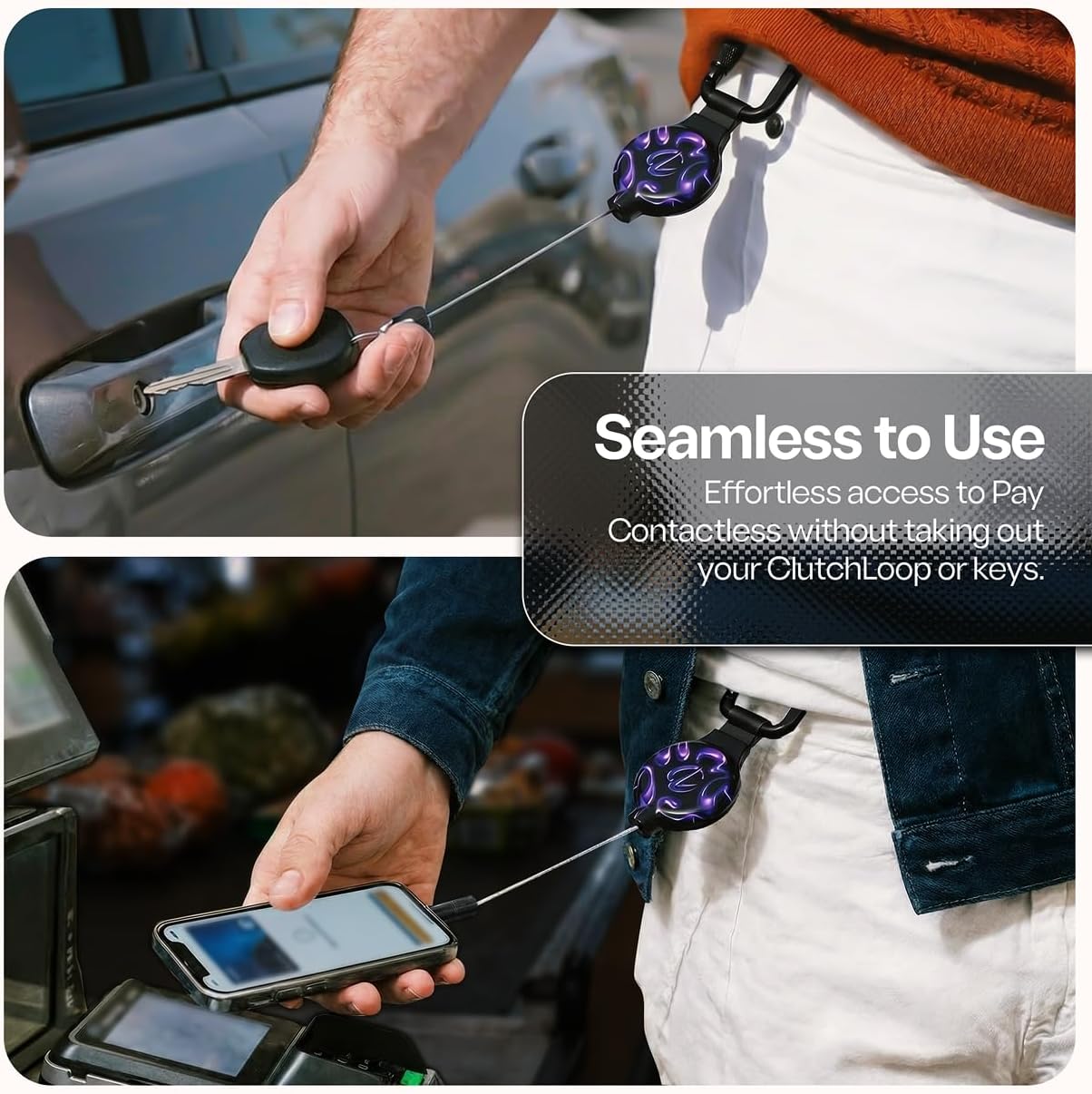 ClutchLoop Premium Magnetic Anti-Theft Phone Tether Steel Cable Carabiner