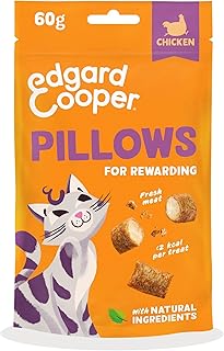 Edgard Cooper Natural Cat Snacks, Pillows with Chicken (1 x 60g Bag), Packed with Fresh Meat, Grain Free, Less Than 2 Kcal Per Snack, Natural Ingredients & No Added Sugar. product image