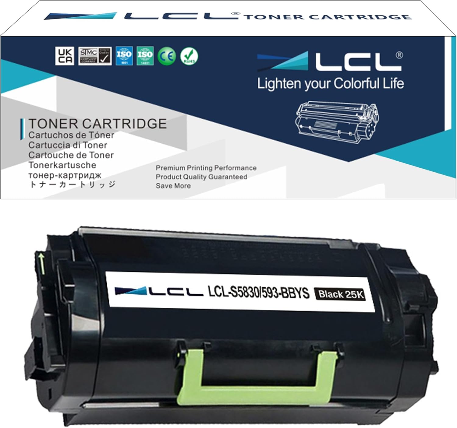 LCL S5830dn S5830 Toner Cartridge Replacement for Dell 593-BBYT 593-BBYS 593-BBYR X68Y8 8XTXR 2JX96 25000 Pages for Dell S5830dn S5830 Printers (1-Pack Black)