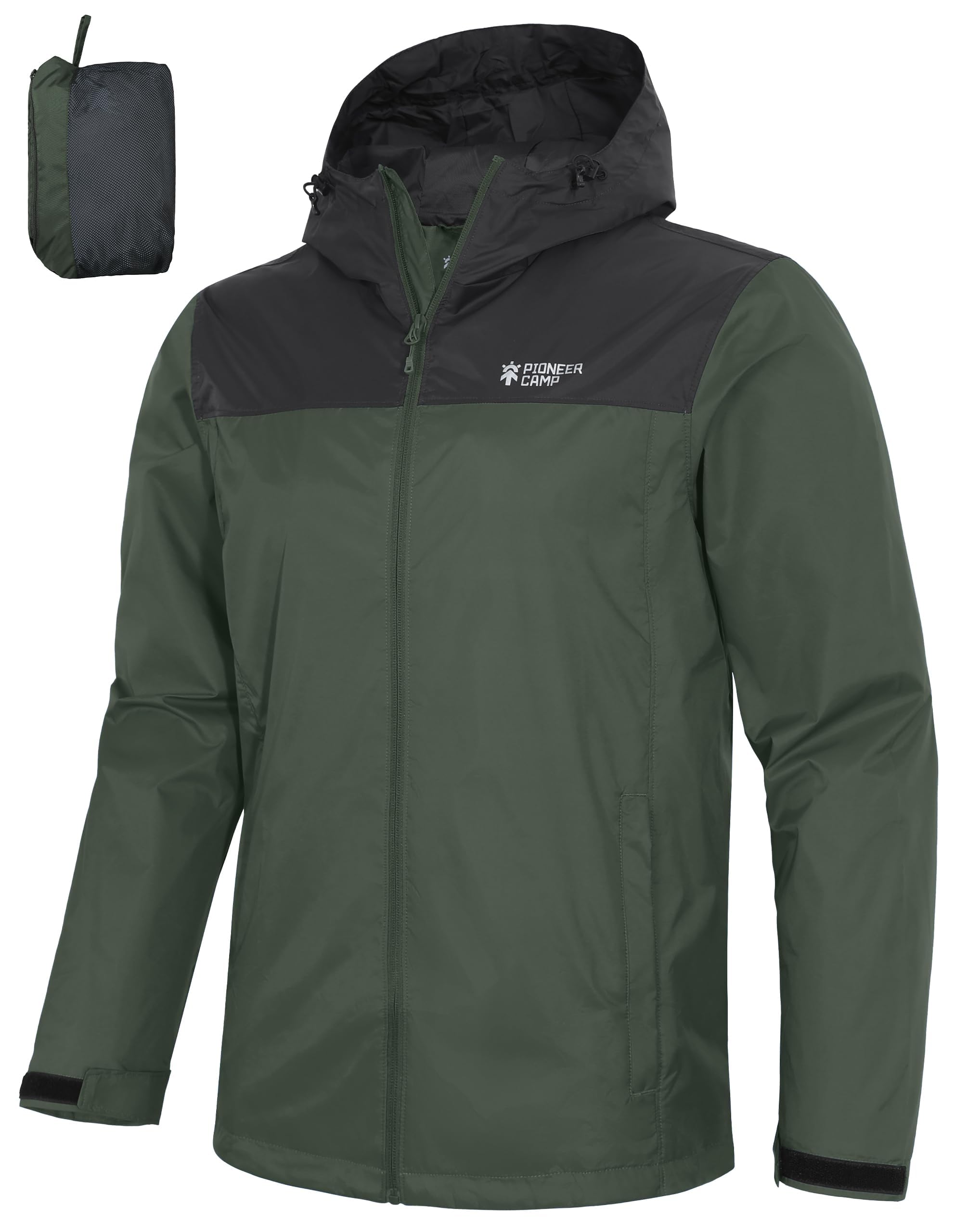 Pioneer Camp Herren Regenjacke Wasserdicht Atmungsaktiv Leichte Winddicht Windbreaker Outdoorjacke z Reißverschluss Taschen und Kapuze