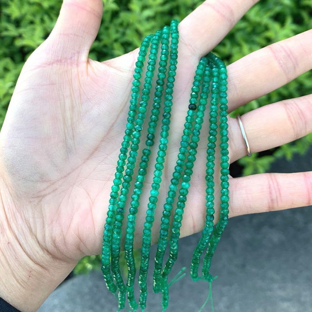 Adabele 13.5 Inch Natural Emerald Green Quartz Healing Gemstone 3mm Small Tiny Faceted Rondelle Spacer Loose Stone Beads (130-140pcs) for Jewelry Making GH2R-10 - Image 5