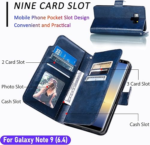 Miniatura 2 de LMDAMZ Funda tipo cartera para Galaxy Note 9 de 6.4 pulgadas 3+ ranuras para tarjetas Funda de piel sintética plegable para tarjetas de crédito con