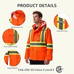 SKSAFETY Hi Vis Veste de pluie de sécurité pour hommes - Équipement de pluie de travail pour les hommes imperméable, Veste de travail haute visibilité