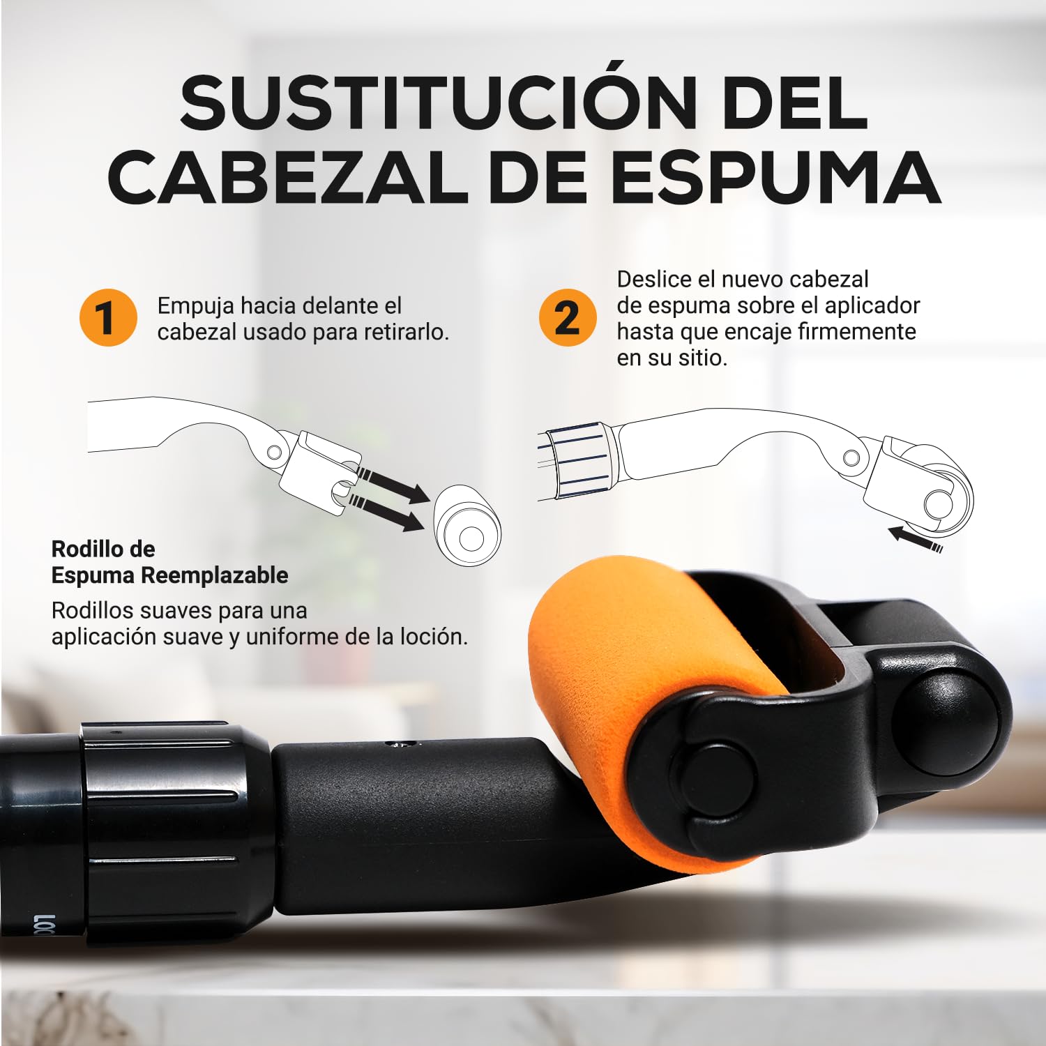 EZPIK Aplicador de Crema Espalda - Esponja con Mango Largo Extensible hasta 58 cm - Diseño Curvo para Aplicar Crema Espalda Solo y para Personas Mayores y con Movilidad Reducida