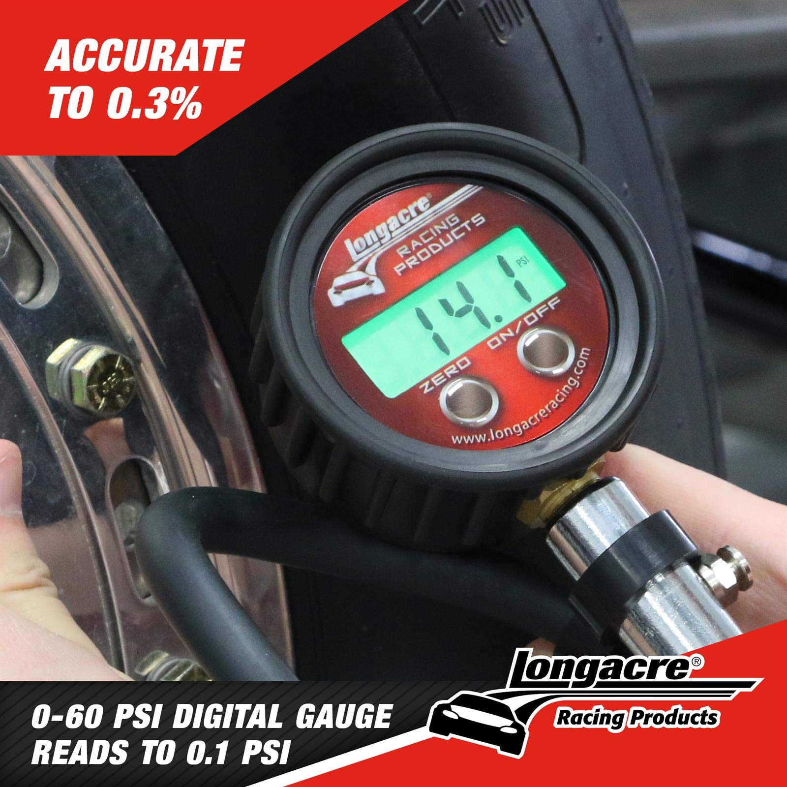Longacre (53008) Digitaler Reifendruckprüfer 0-60 PSI mit Hülle