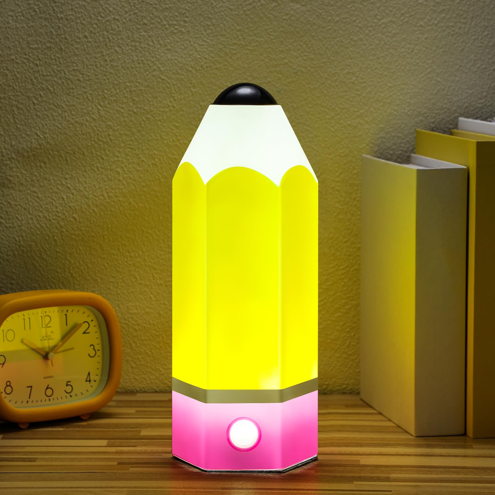 VIHOSE Klasa ołówkowa lampa szklana LED design powrót do szkoły klasa lampa prezenty 29 cm regulowane wielokolorowe lampki nocne materiały dla nauczycieli szkół podstawowych biurko dom sypialnia