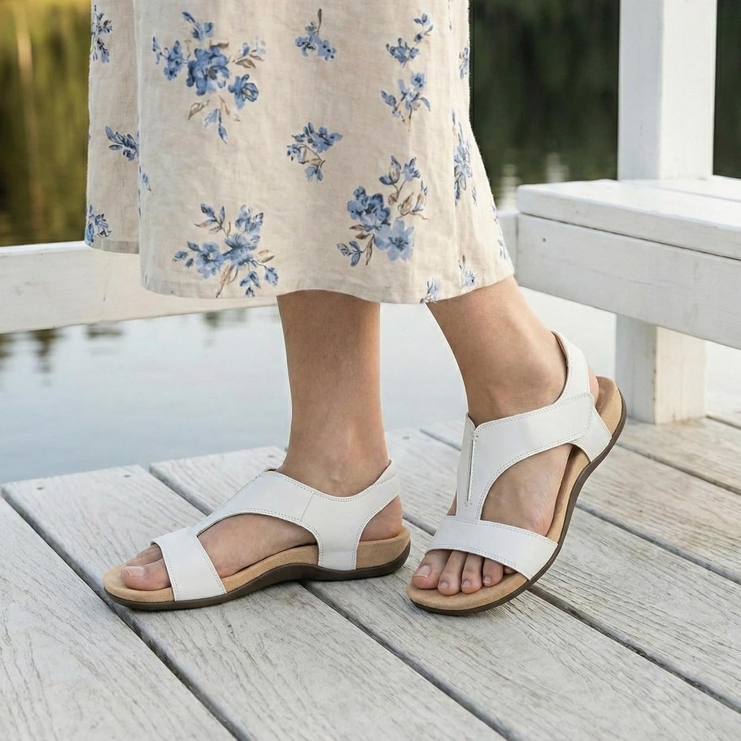 Athlefit Orthopedic Sandals for Women Comfortable Beach Orthotic Sandals with Arch Support - Image 3