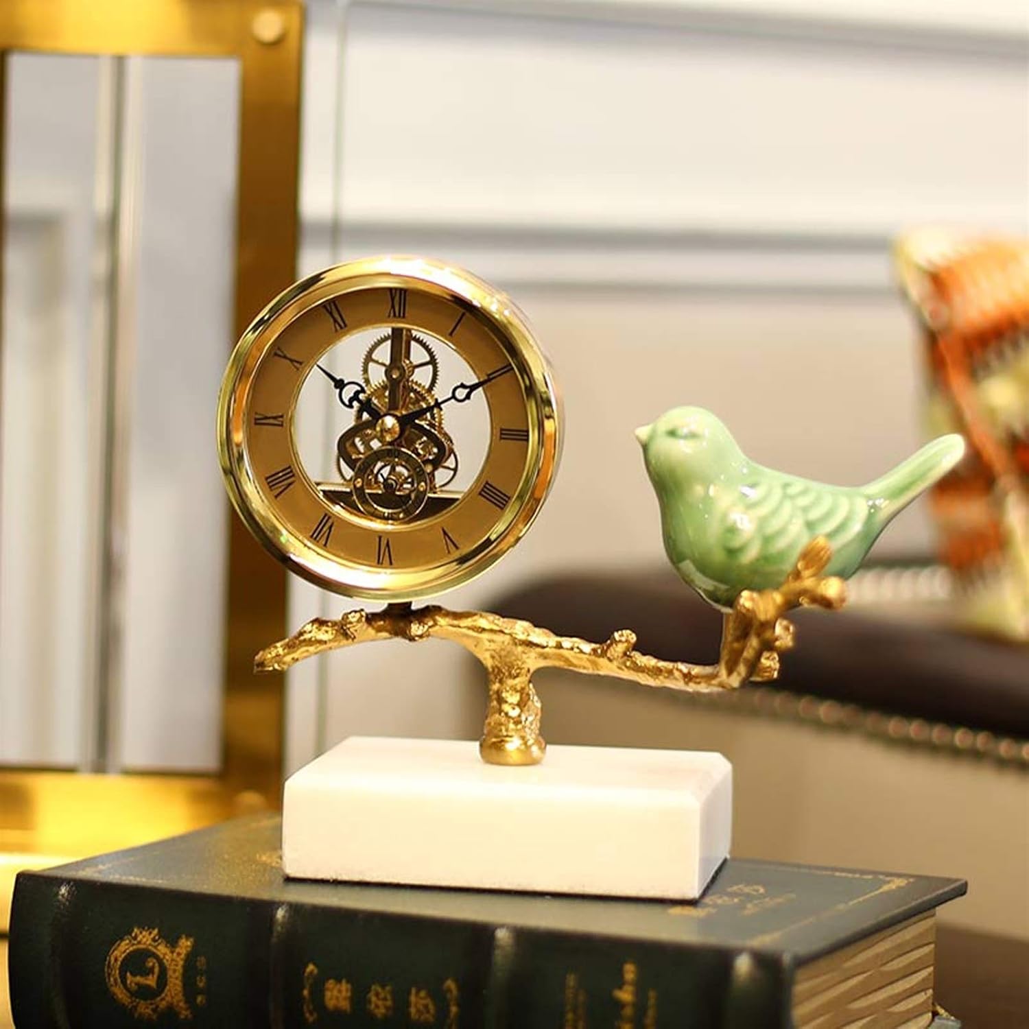 Clock Simple Desktop Metal Clock/Mantel Clock, Creative Table Clock and Ornament, Suitable for Birthday Gifts Bracket Clock (A)