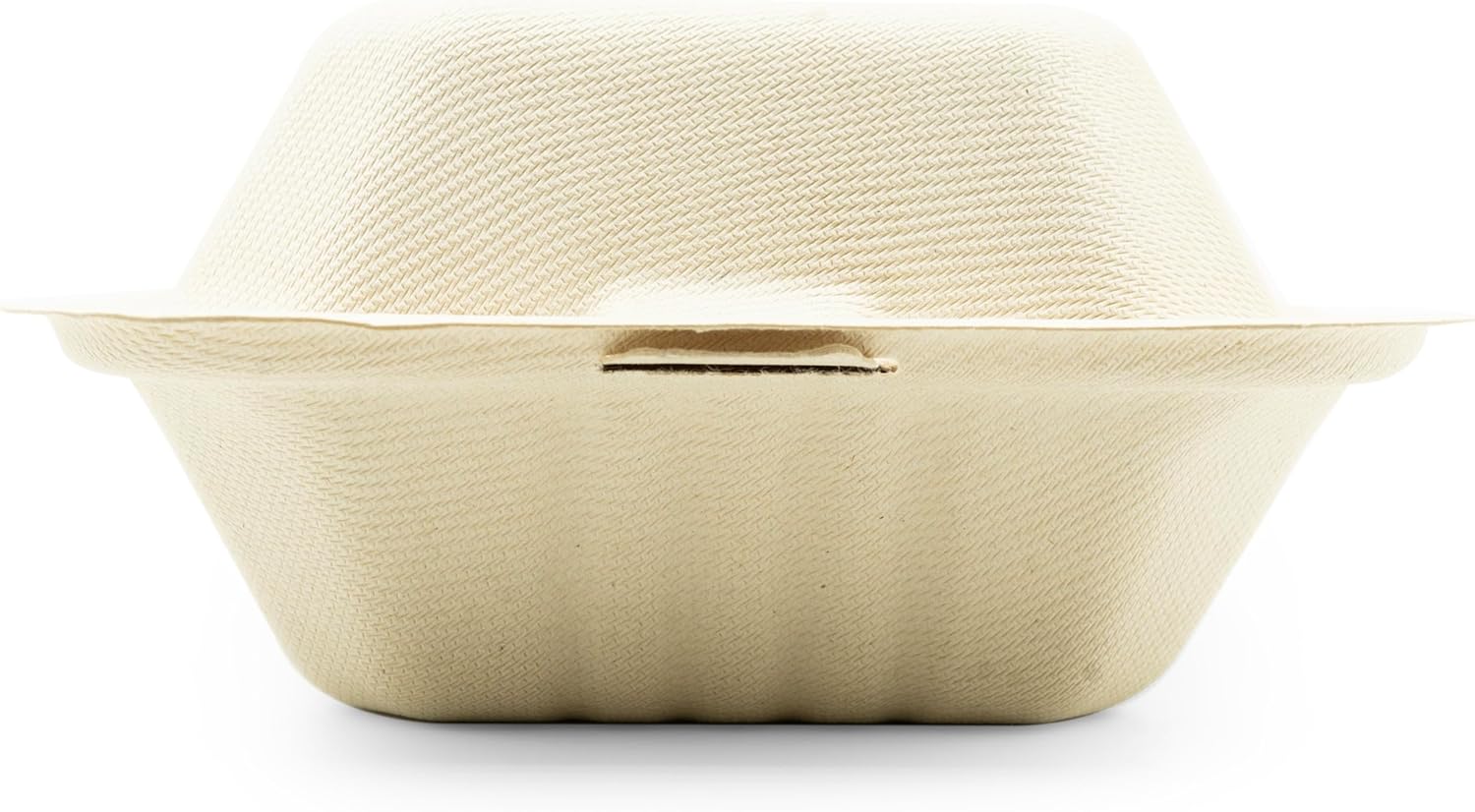 BioGreenChoice 6x6x3 500 CT 100% Compostable Fiber Molded Bagasse PFAS Free Take out Clamshell Container, Hinged, Unbleached Made of Biodegradable Sugarcane Bagasse, Eco-Friendly To-Go Container