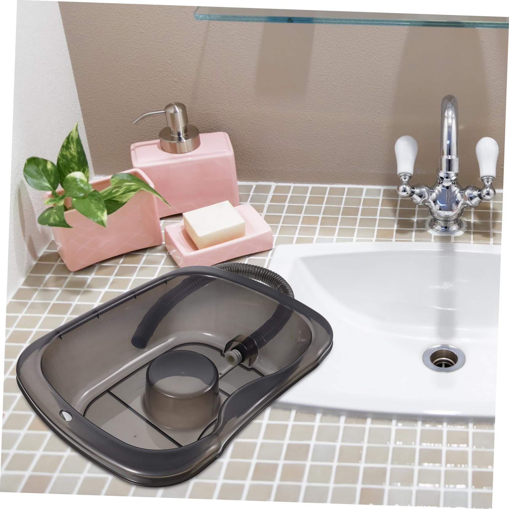 FOMIYES Lavacabezas Portátil Para Personas Mayores Lavacabezas Para Cama Diseño Transparente y Duradero