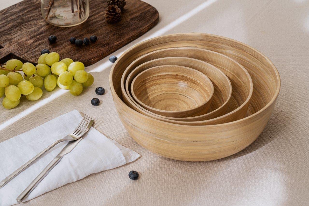 Nuts Bambus Bowl natur Grsse L | 22cm Durchmesser | natrliche Bowls aus  Bambus | plastikfrei | Obstschale | Salatschssel : Amazon.de: Kche,  Haushalt & Wohnen