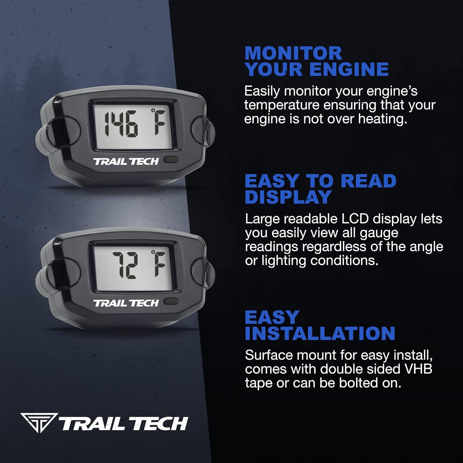 Trail Tech 742-EH3 TTO Temperature Digital Gauge 25mm Hose Sensor