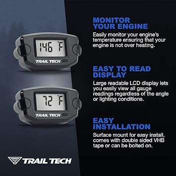Trail Tech 742-EH3 TTO Temperature Digital Gauge 25mm Hose Sensor